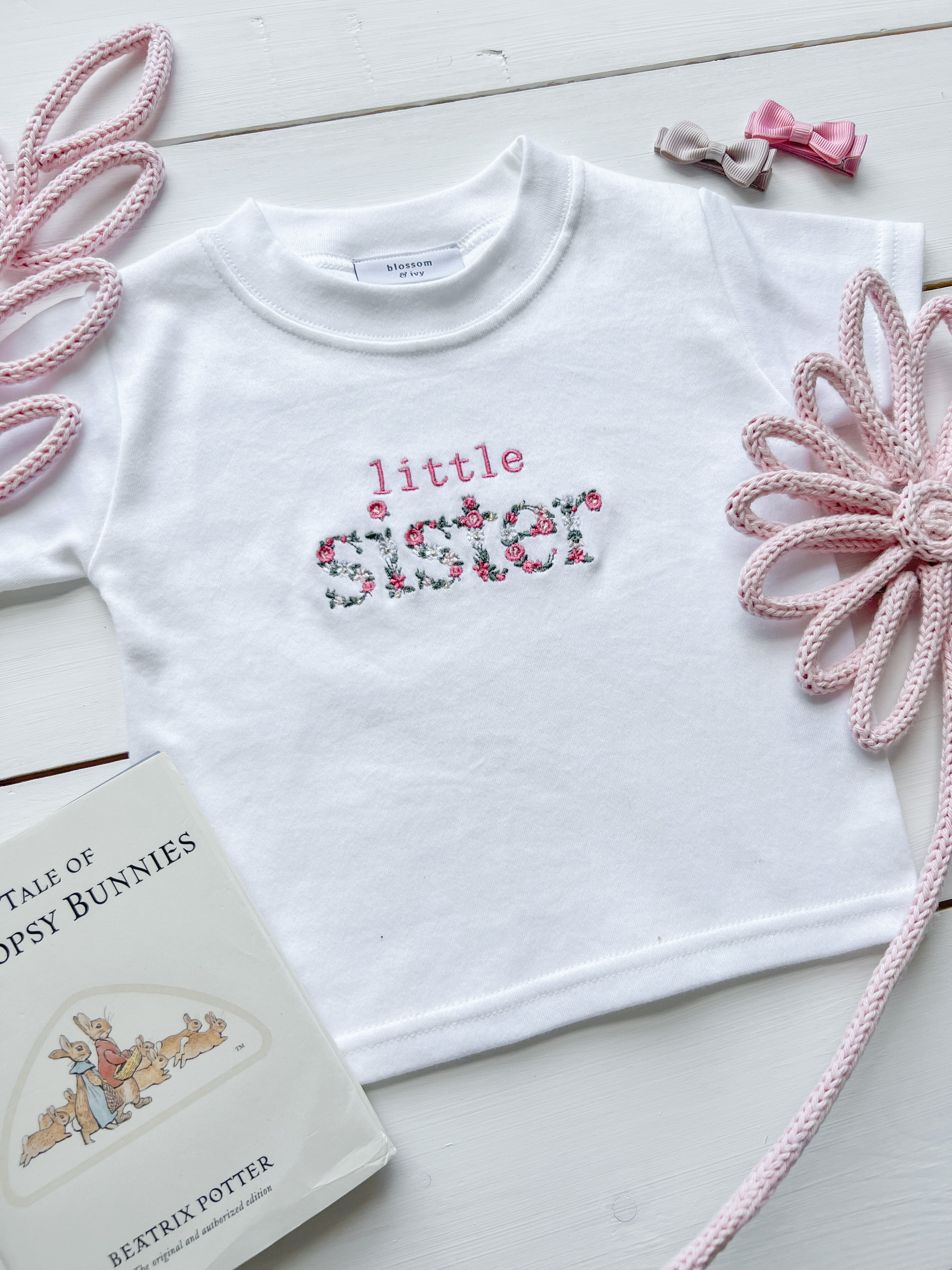 Floral Embroidery Sister Tee