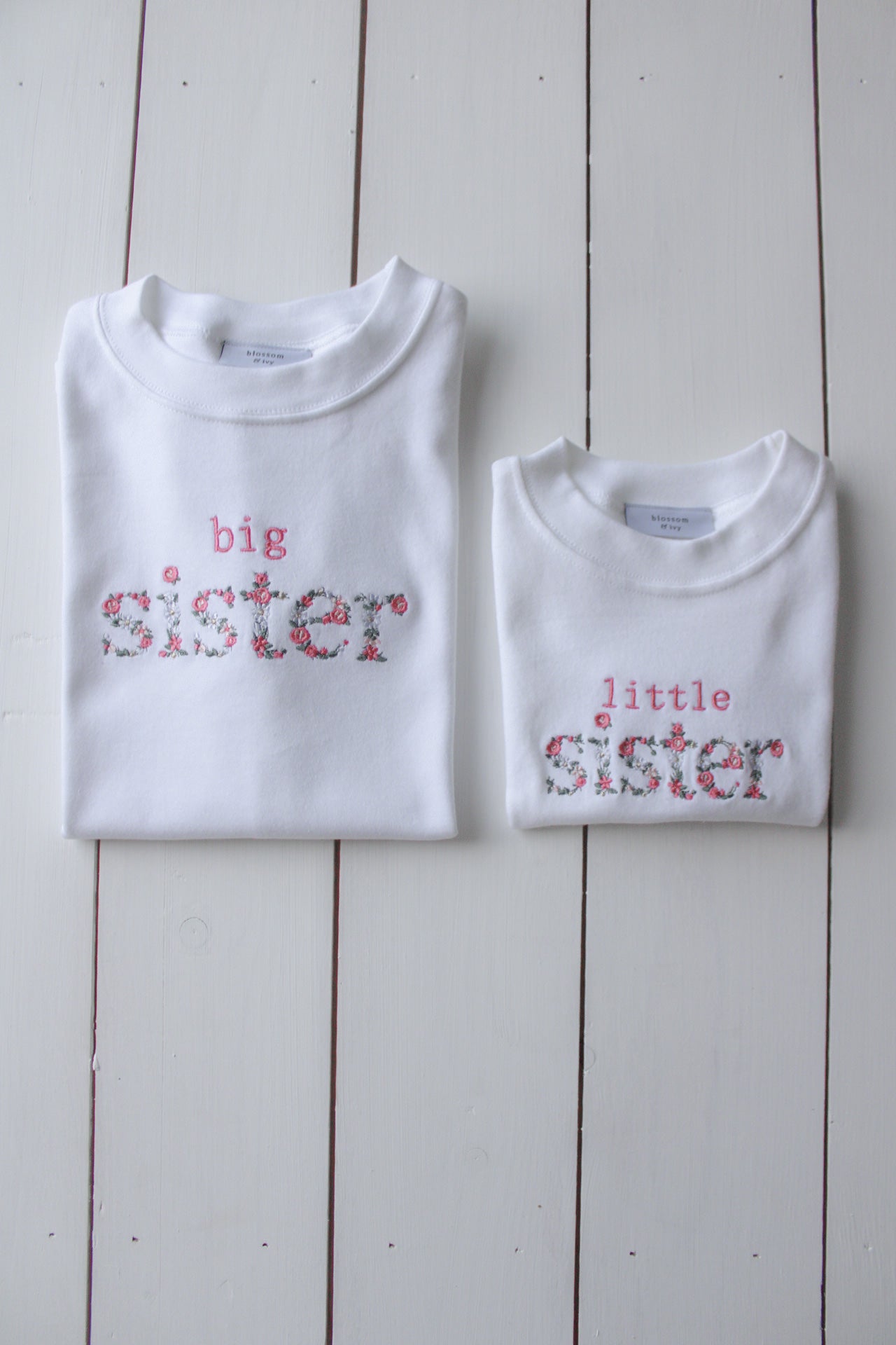 Floral Embroidery Sister Tee